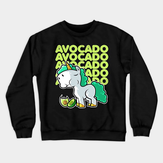 Cute Unicorn Eating Avocado Kawaii Neko Anime design Crewneck Sweatshirt by theodoros20